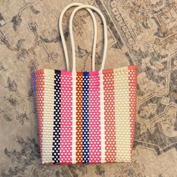 Colorful Plastic Woven Tote Bag - Picture 1 of 4